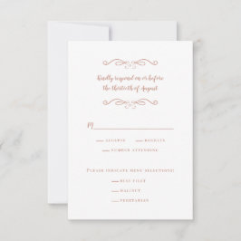 Tarjeta De Confirmación De Asistencia Comida de Boda Elegante Blanca y Rosa Mínimalista
