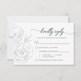 Tarjeta De Confirmación De Asistencia Comida de Boda moderna con color azul verdoso