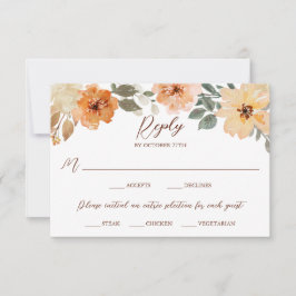 Tarjeta De Confirmación De Asistencia Comida Elección Acuarela Rústica Otoño Floral