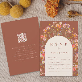 Tarjeta De Confirmación De Asistencia Comida Floral Terracotta Boho Fall Wildflower