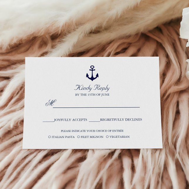 Tarjeta De Confirmación De Asistencia Comida Nautical Yacht Club Anchor Azul (Subido por el creador)