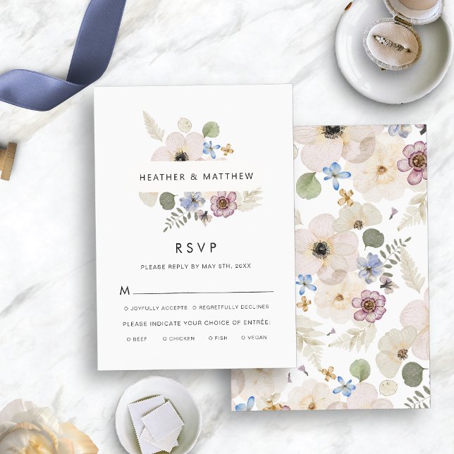 Tarjeta De Confirmación De Asistencia Comidas Bodas florales modernas (Modern Floral Wedding Meals RSVP Card by Painted Paperie
)