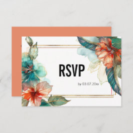 Tarjeta De Confirmación De Asistencia Con código QR Hibiscus Serenade Paradise