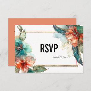 Tarjeta De Confirmación De Asistencia Con código QR Hibiscus Serenade Paradise