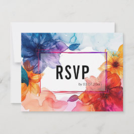 Tarjeta De Confirmación De Asistencia Con código QR simple Anemone Dreamscape Boda