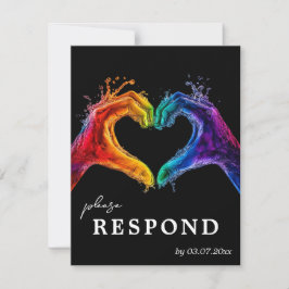 Tarjeta De Confirmación De Asistencia 🌈 ❤️ con elección dietética Corazón de boda del O