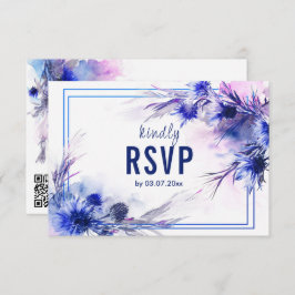 Tarjeta De Confirmación De Asistencia Con solicitud de canción y código QR Cornflower Re