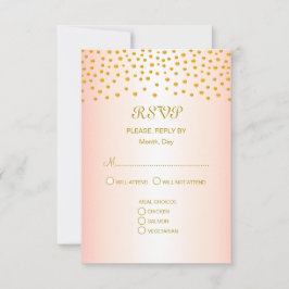 Tarjeta De Confirmación De Asistencia Confeti dorado en boda de oro rosa