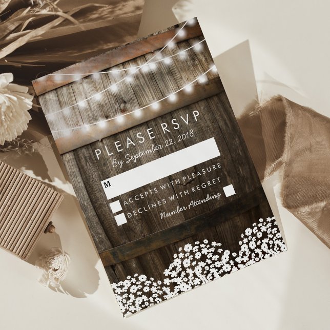 Tarjeta De Confirmación De Asistencia Confirmación de Boda Campestre Rústica | Cadena de (Subido por el creador)