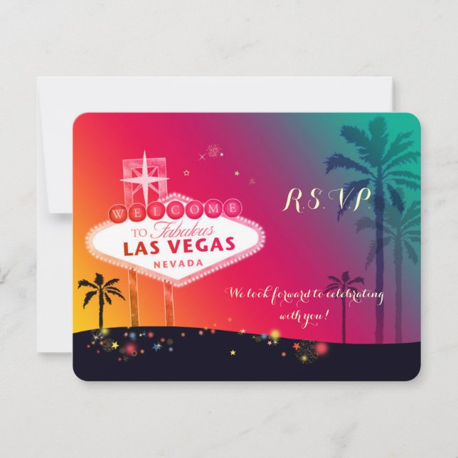 Tarjeta De Confirmación De Asistencia Confirmación de Boda Caprichosa en Las Vegas (Anverso)