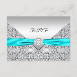Tarjeta De Confirmación De Asistencia Confirmación de boda con diamante azul turquesa
