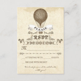 Tarjeta De Confirmación De Asistencia Confirmación de boda con globo aerostático vintage