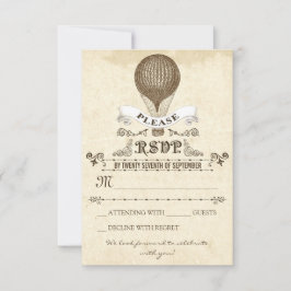 Tarjeta De Confirmación De Asistencia Confirmación de boda con globo aerostático vintage