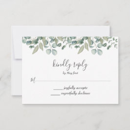 Tarjeta De Confirmación De Asistencia Confirmación de boda con vegetación de eucalipto