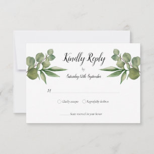 Tarjeta De Confirmación De Asistencia Confirmación de Boda con Verde de Eucalipto de Bos