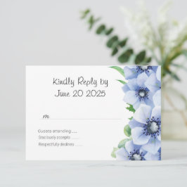 Tarjeta De Confirmación De Asistencia Confirmación de boda de Anémona Azul y Euxalyptus