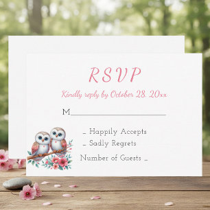 Tarjeta De Confirmación De Asistencia Confirmación de Boda de Búho Rústico Boho del Bosq