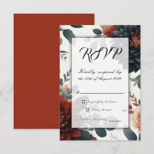 Tarjeta De Confirmación De Asistencia Confirmación de Boda de Florales Otoñales Rústicos