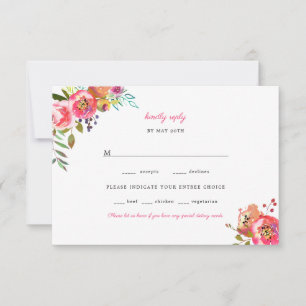 Tarjeta De Confirmación De Asistencia Confirmación de boda de florales rosados boho con 