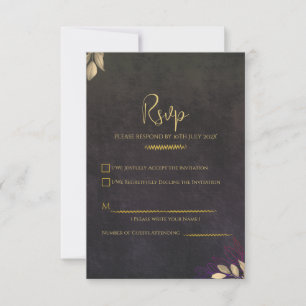 Tarjeta De Confirmación De Asistencia Confirmación de boda de lujo en terciopelo negro c