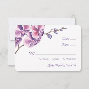 Tarjeta De Confirmación De Asistencia Confirmación de boda de orquídea púrpura