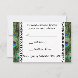 Tarjeta De Confirmación De Asistencia Confirmación de Boda de Pavo Real