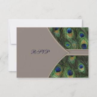 Tarjeta De Confirmación De Asistencia Confirmación de boda de pavo real azul marrón