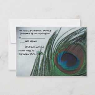 Tarjeta De Confirmación De Asistencia Confirmación de Boda del Pavo Real Romántico