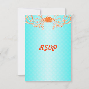 Tarjeta De Confirmación De Asistencia Confirmación de boda en Aqua Brillante y Naranja T