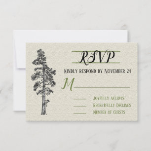 Tarjeta De Confirmación De Asistencia Confirmación de Boda en Bosque de Madera de Redwoo