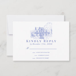 Tarjeta De Confirmación De Asistencia Confirmación de boda en Casa Colonial Azul/Mansión