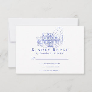 Tarjeta De Confirmación De Asistencia Confirmación de boda en Casa Colonial Azul/Mansión
