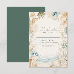 Tarjeta De Confirmación De Asistencia Confirmación de Boda en la Playa Costera Elegante