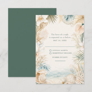 Tarjeta De Confirmación De Asistencia Confirmación de Boda en la Playa Costera Elegante