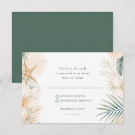 Tarjeta De Confirmación De Asistencia Confirmación de Boda en la Playa Costera Elegante