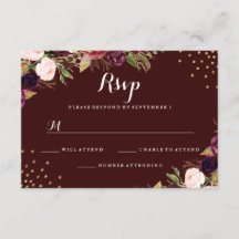 Confirmación de boda floral con confeti dorado de 