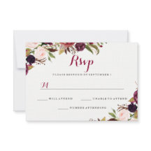Confirmación de boda floral roja de Borgoña de oto