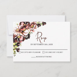Tarjeta De Confirmación De Asistencia Confirmación de Boda Floral Rosa Rústica
