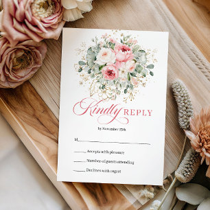 Tarjeta De Confirmación De Asistencia Confirmación de boda Glam Bohemian Blush Floral Go