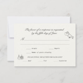 Tarjeta De Confirmación De Asistencia Confirmación de Boda Lino Carbón Ilustrado