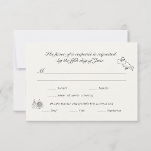 Tarjeta De Confirmación De Asistencia Confirmación de Boda Lino Carbón Ilustrado