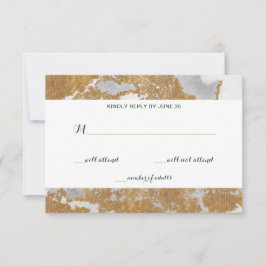 Tarjeta De Confirmación De Asistencia Confirmación de boda Marble Green y Gold