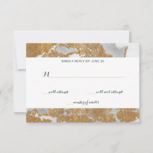 Tarjeta De Confirmación De Asistencia Confirmación de boda Marble Green y Gold