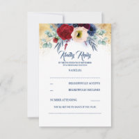 Confirmación de Boda Náutica Rojo Borgoña y Azul M