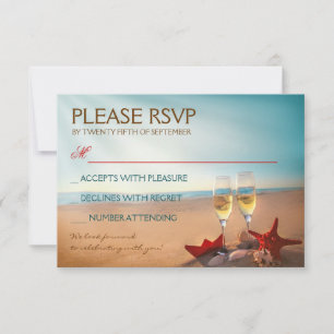 Tarjeta De Confirmación De Asistencia Confirmación de boda romántica en Sunset Beach