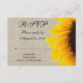 Tarjeta De Confirmación De Asistencia Confirmación de Boda Rústica de Girasoles en Lino 