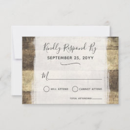 Tarjeta De Confirmación De Asistencia Confirmación de Boda Rústica de Madera Vintage Gra