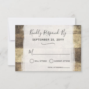 Tarjeta De Confirmación De Asistencia Confirmación de Boda Rústica de Madera Vintage Gra