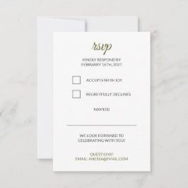 Tarjeta De Confirmación De Asistencia Confirmación de Boda Verde Salvia