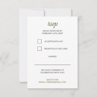 Tarjeta De Confirmación De Asistencia Confirmación de Boda Verde Salvia